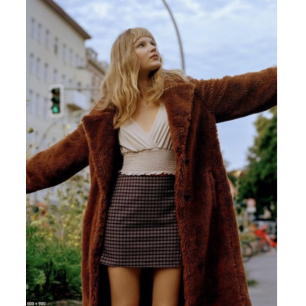 UO Urban Outfitters Teddy Coat Brown XS Faux Fur